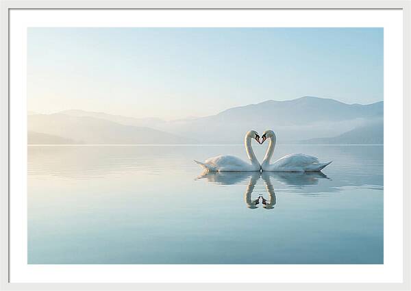 Heartfelt Swans On Tranquil Lake