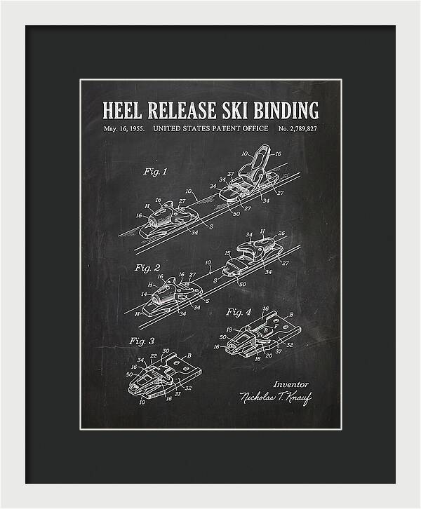 Heel Release Ski Binding Chalkboard Patent Us2789827a
