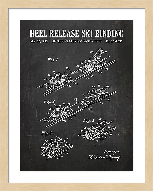 Heel Release Ski Binding Chalkboard Patent Us2789827a
