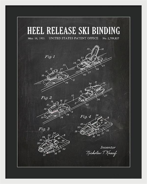Heel Release Ski Binding Chalkboard Patent Us2789827a
