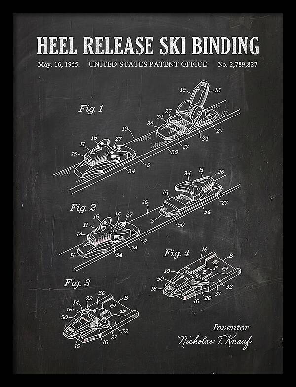 Heel Release Ski Binding Chalkboard Patent Us2789827a