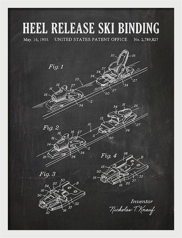 Heel Release Ski Binding Chalkboard Patent Us2789827a