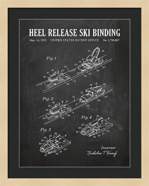 Heel Release Ski Binding Chalkboard Patent Us2789827a