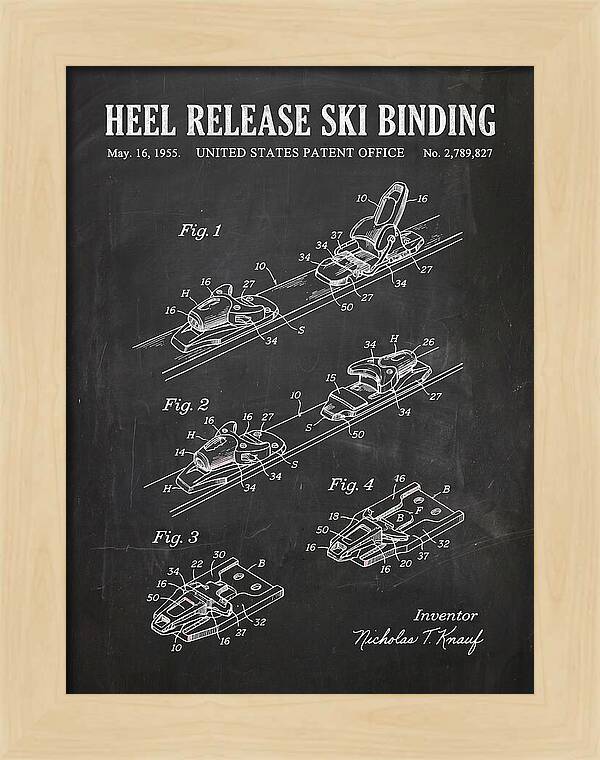 Heel Release Ski Binding Chalkboard Patent Us2789827a