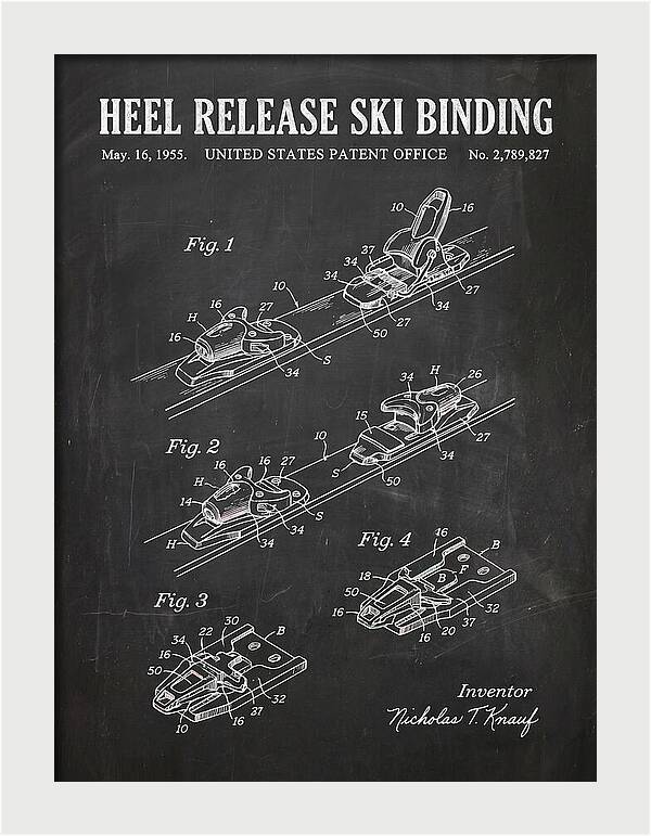 Heel Release Ski Binding Chalkboard Patent Us2789827a