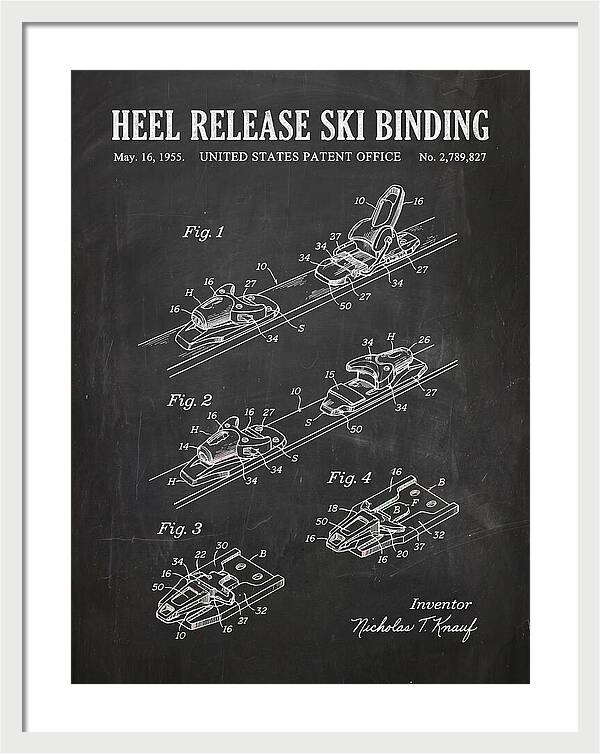 Heel Release Ski Binding Chalkboard Patent Us2789827a