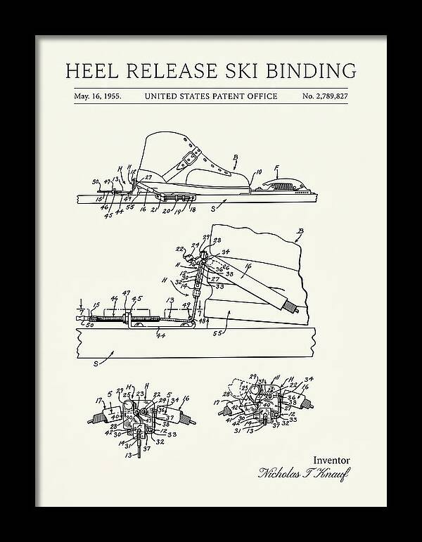 Heel Release Ski Binding Minimalist Patent Us2789827a
