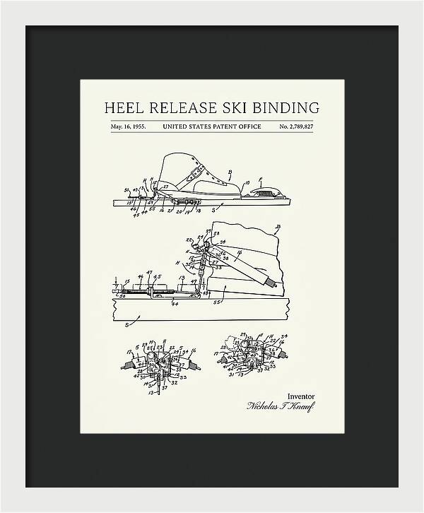 Heel Release Ski Binding Minimalist Patent Us2789827a