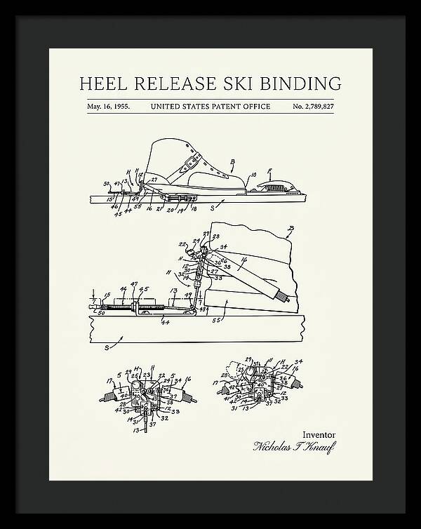 Heel Release Ski Binding Minimalist Patent Us2789827a