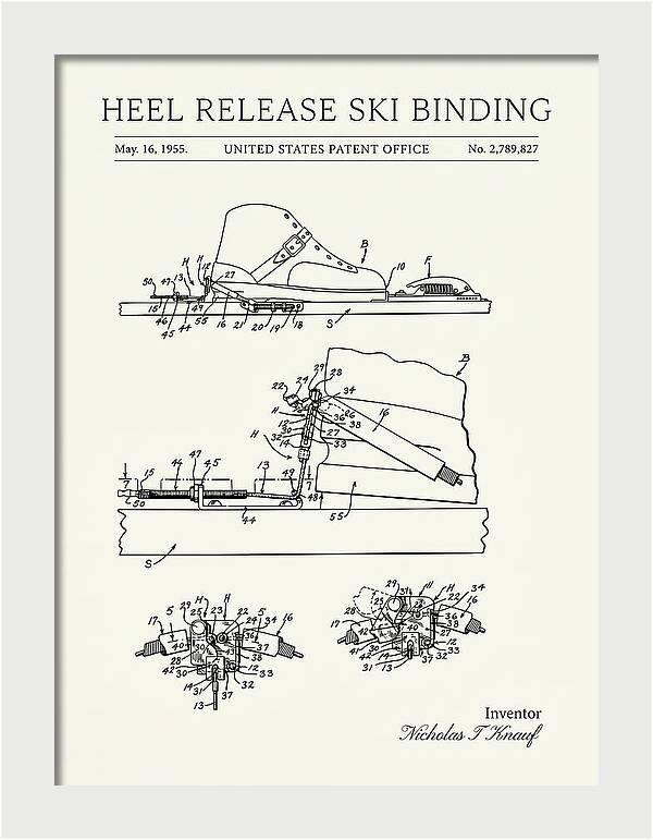 Heel Release Ski Binding Minimalist Patent Us2789827a