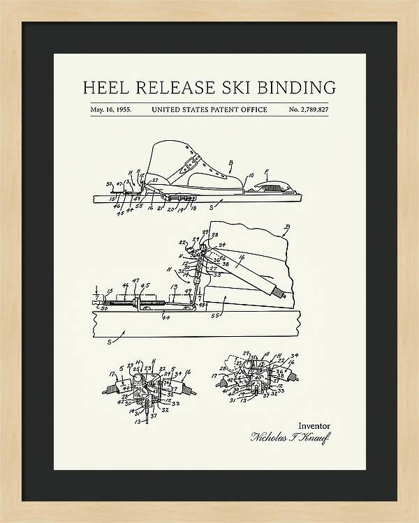 Heel Release Ski Binding Minimalist Patent Us2789827a