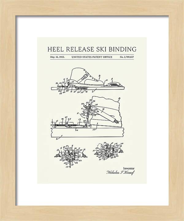 Heel Release Ski Binding Minimalist Patent Us2789827a