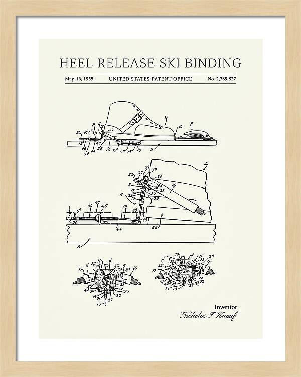 Heel Release Ski Binding Minimalist Patent Us2789827a