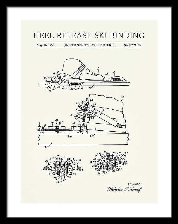 Heel Release Ski Binding Minimalist Patent Us2789827a