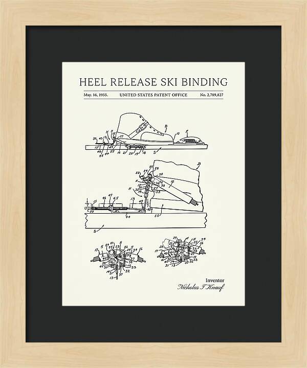 Heel Release Ski Binding Minimalist Patent Us2789827a