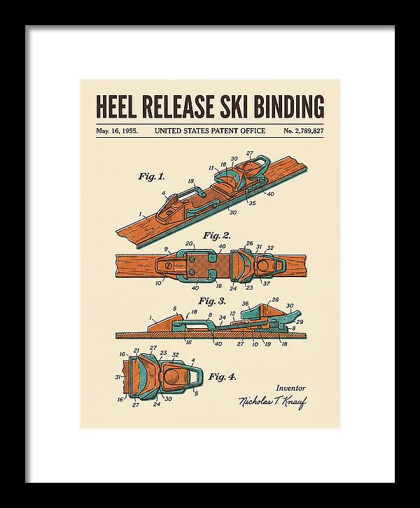 Heel Release Ski Binding Retro Patent Us2789827a