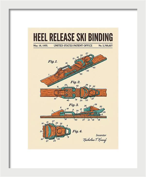 Heel Release Ski Binding Retro Patent Us2789827a