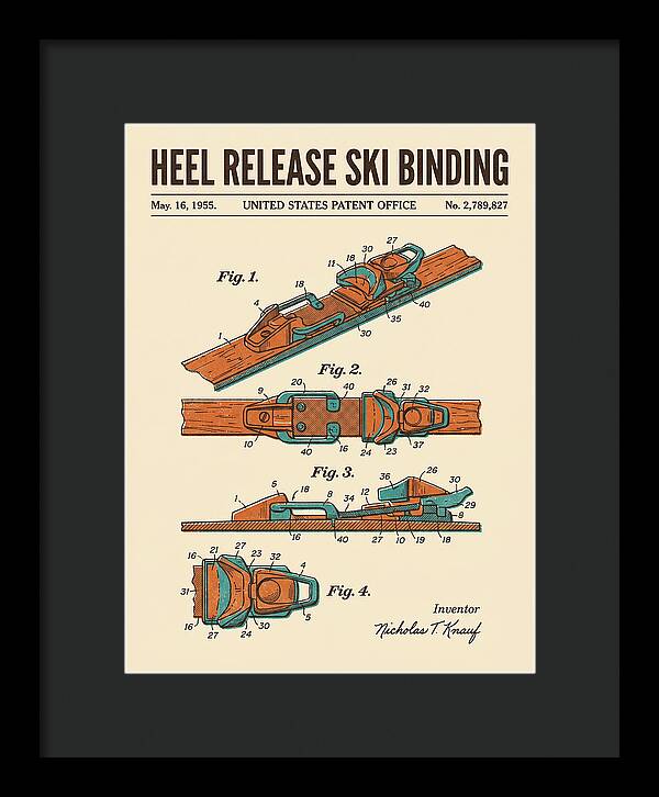Heel Release Ski Binding Retro Patent Us2789827a
