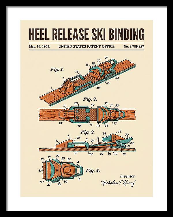 Heel Release Ski Binding Retro Patent Us2789827a