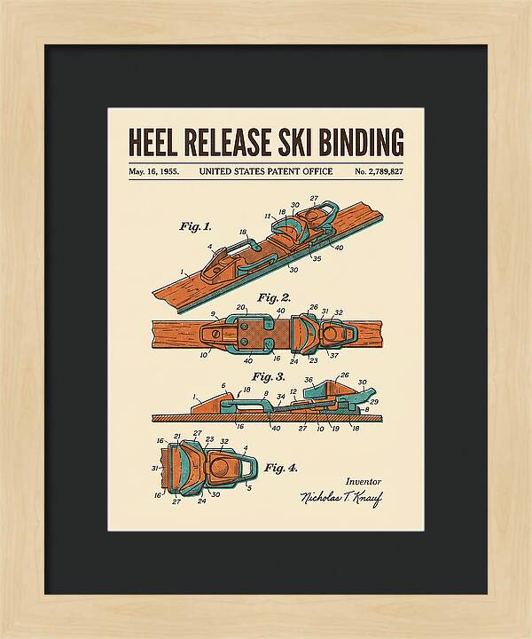 Heel Release Ski Binding Retro Patent Us2789827a