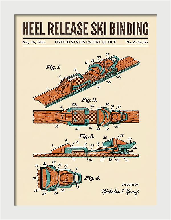 Heel Release Ski Binding Retro Patent Us2789827a