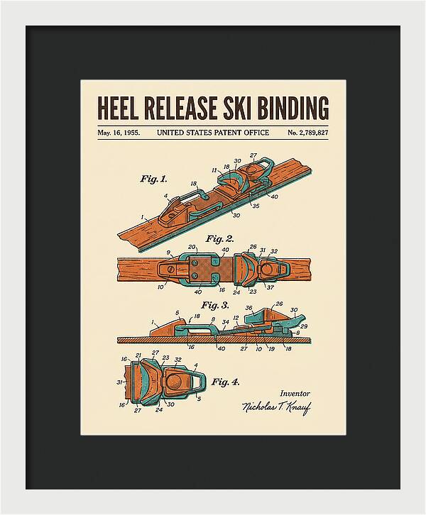 Heel Release Ski Binding Retro Patent Us2789827a