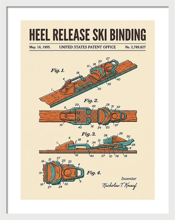 Heel Release Ski Binding Retro Patent Us2789827a