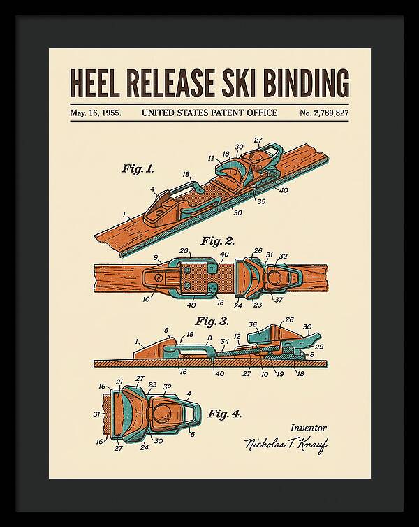 Heel Release Ski Binding Retro Patent Us2789827a