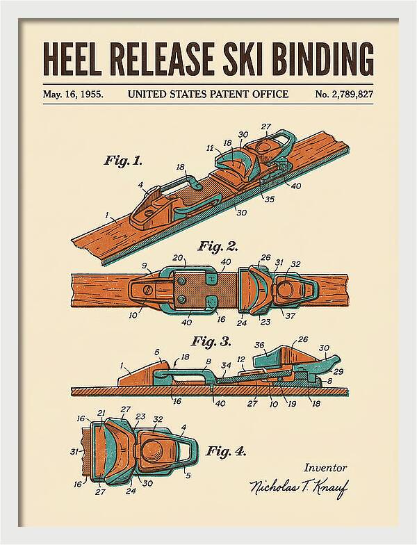 Heel Release Ski Binding Retro Patent Us2789827a