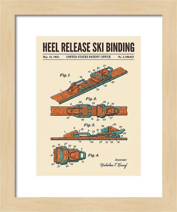 Heel Release Ski Binding Retro Patent Us2789827a