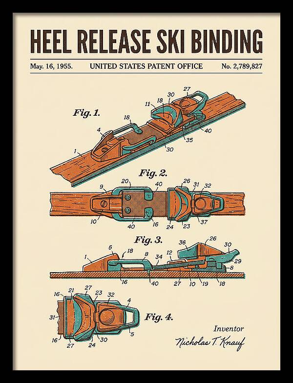 Heel Release Ski Binding Retro Patent Us2789827a