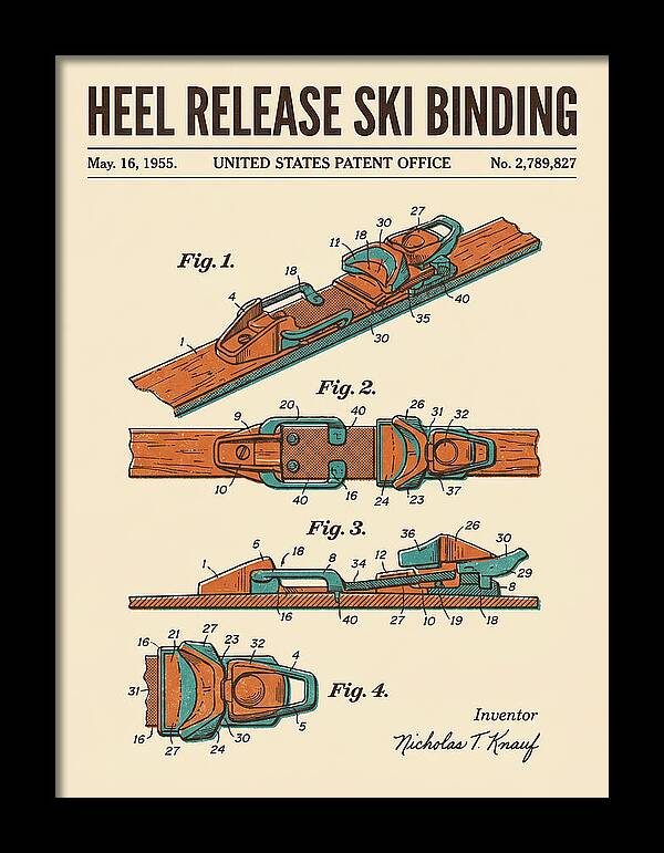 Heel Release Ski Binding Retro Patent Us2789827a