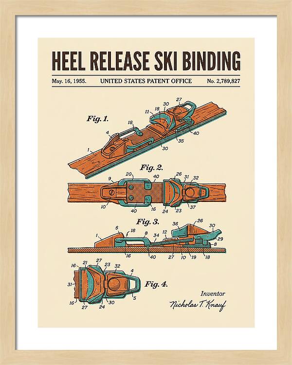 Heel Release Ski Binding Retro Patent Us2789827a
