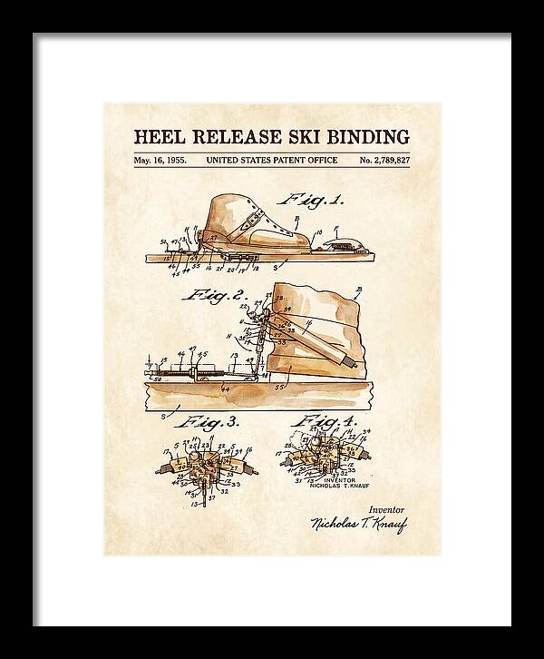 Heel Release Ski Binding Watercolor Patent Us2789827a