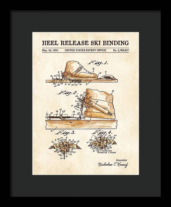 Heel Release Ski Binding Watercolor Patent Us2789827a