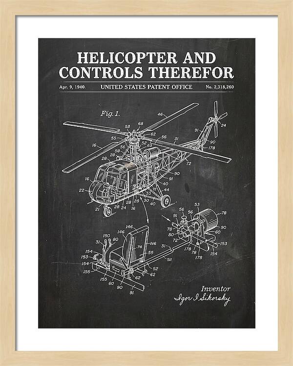 Helicopter And Controls Sikorsky Chalkboard Patent Us2318260