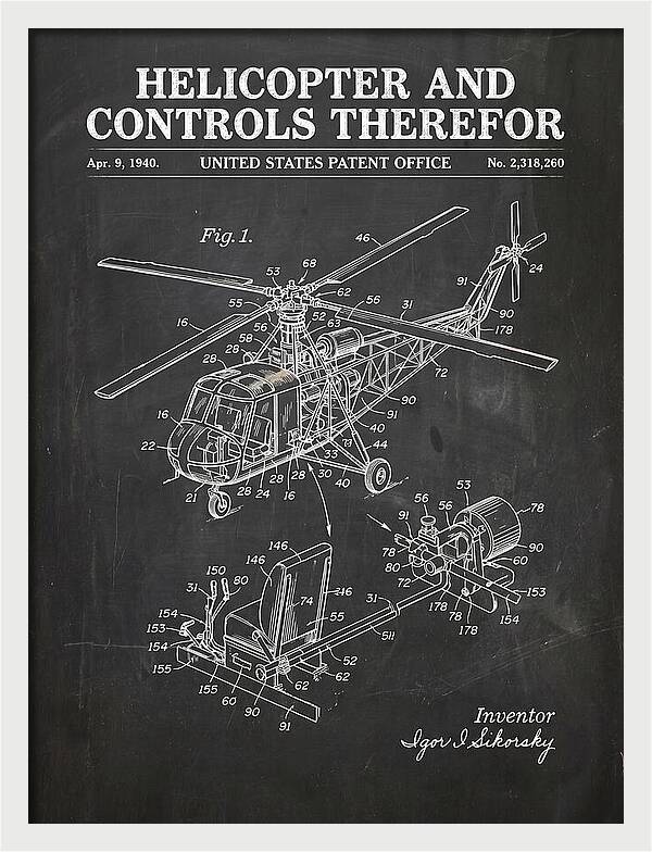 Helicopter And Controls Sikorsky Chalkboard Patent Us2318260