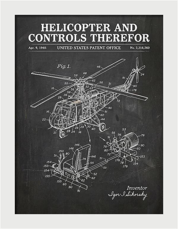 Helicopter And Controls Sikorsky Chalkboard Patent Us2318260