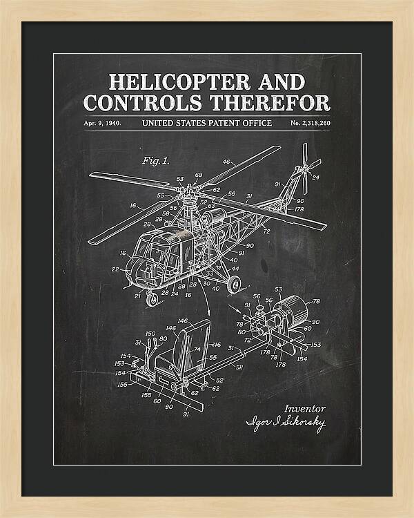 Helicopter And Controls Sikorsky Chalkboard Patent Us2318260
