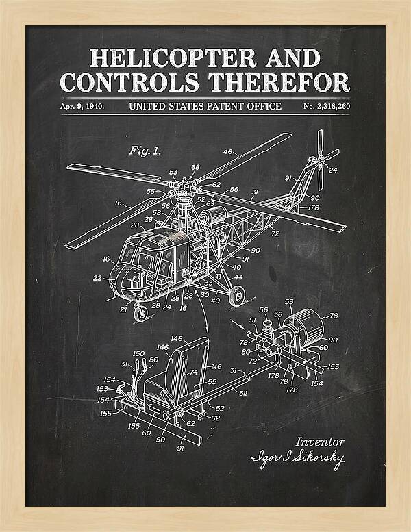 Helicopter And Controls Sikorsky Chalkboard Patent Us2318260