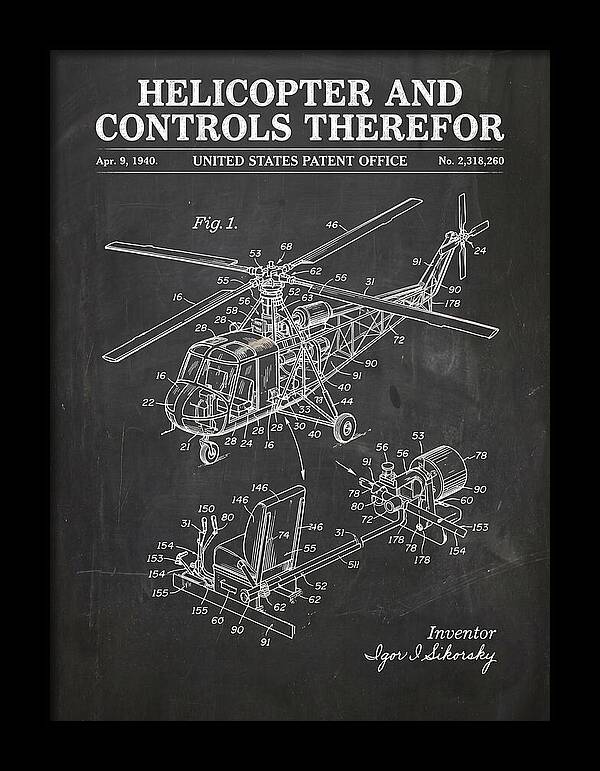 Helicopter And Controls Sikorsky Chalkboard Patent Us2318260
