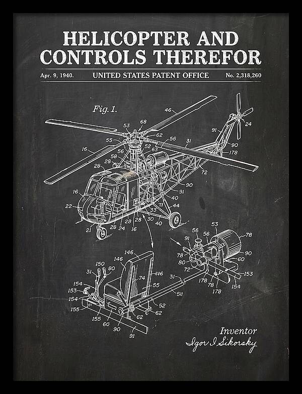 Helicopter And Controls Sikorsky Chalkboard Patent Us2318260