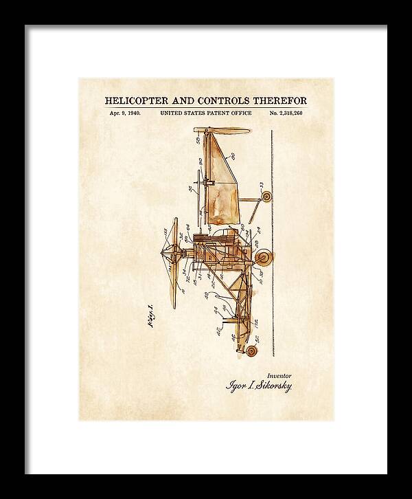 Helicopter And Controls Sikorsky Watercolor Patent Us2318260