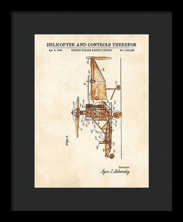Helicopter And Controls Sikorsky Watercolor Patent Us2318260