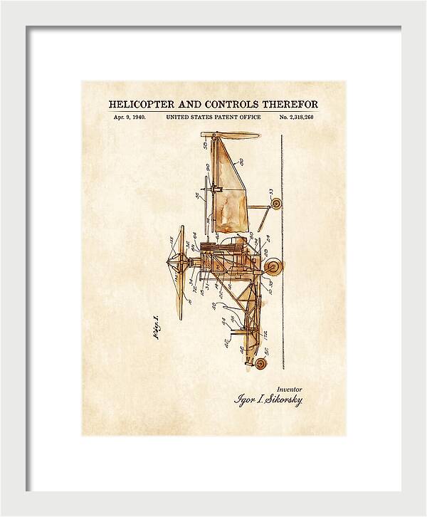 Helicopter And Controls Sikorsky Watercolor Patent Us2318260