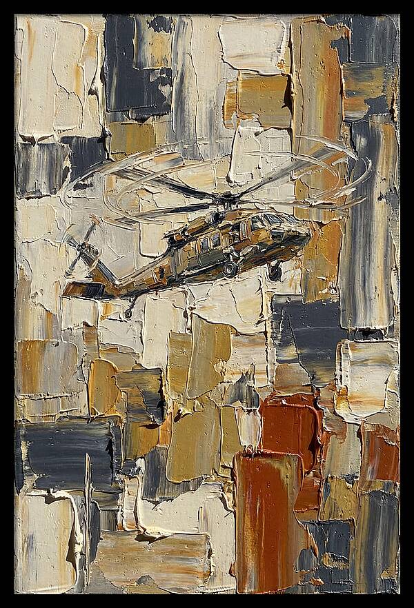 Helicopter In Abstract Landscape