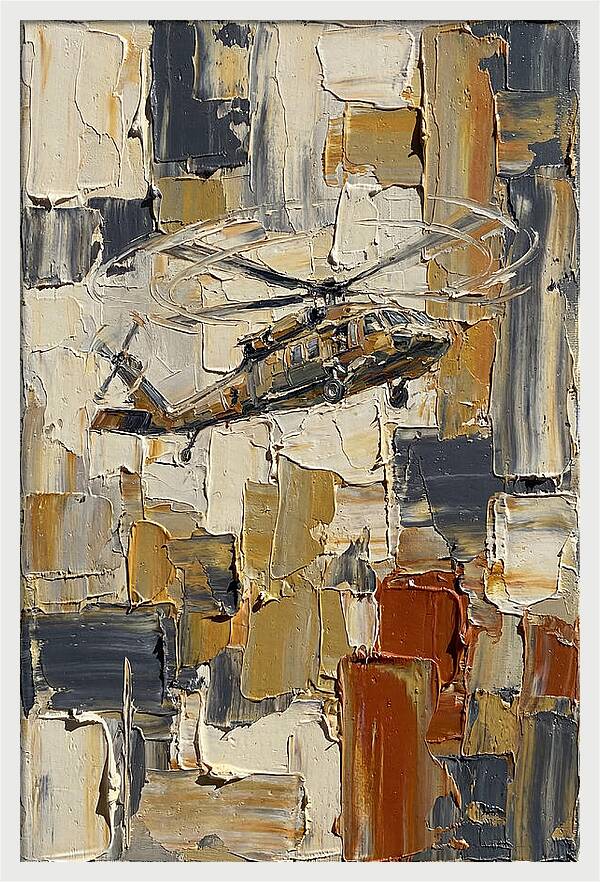 Helicopter In Abstract Landscape