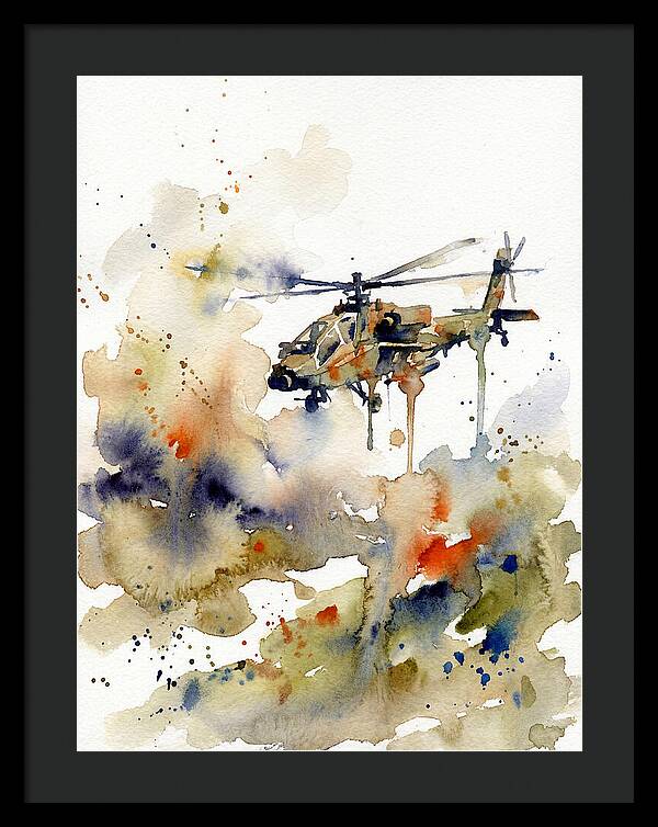 Helicopter In Watercolor Flight