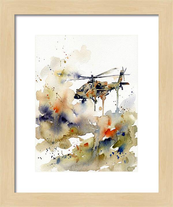 Helicopter In Watercolor Flight