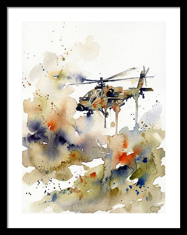 Helicopter In Watercolor Flight